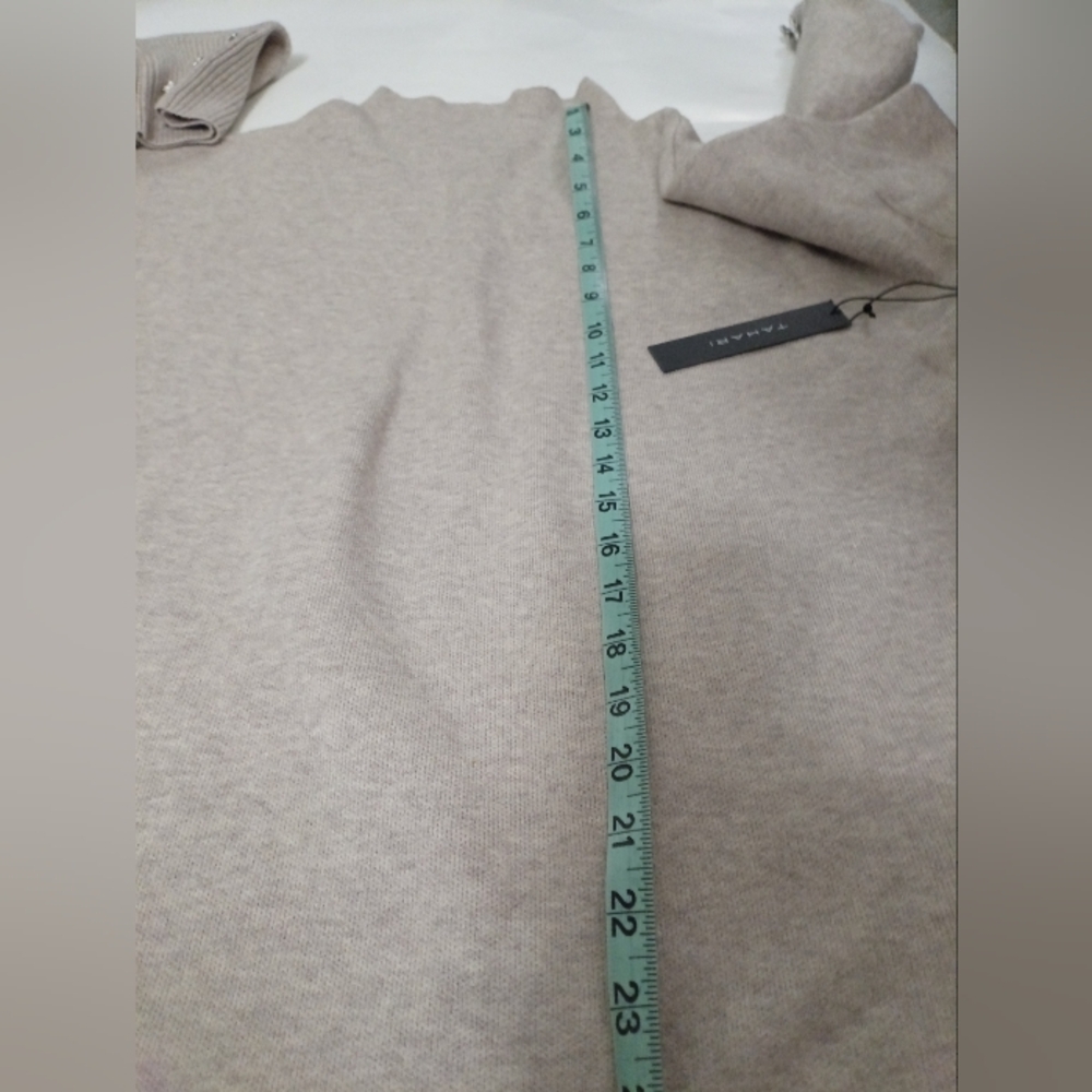 Tahari Women's Beige Turtleneck Long Sleeve Sweater Button Cuff Accents Size XL - Picture 10 of 14